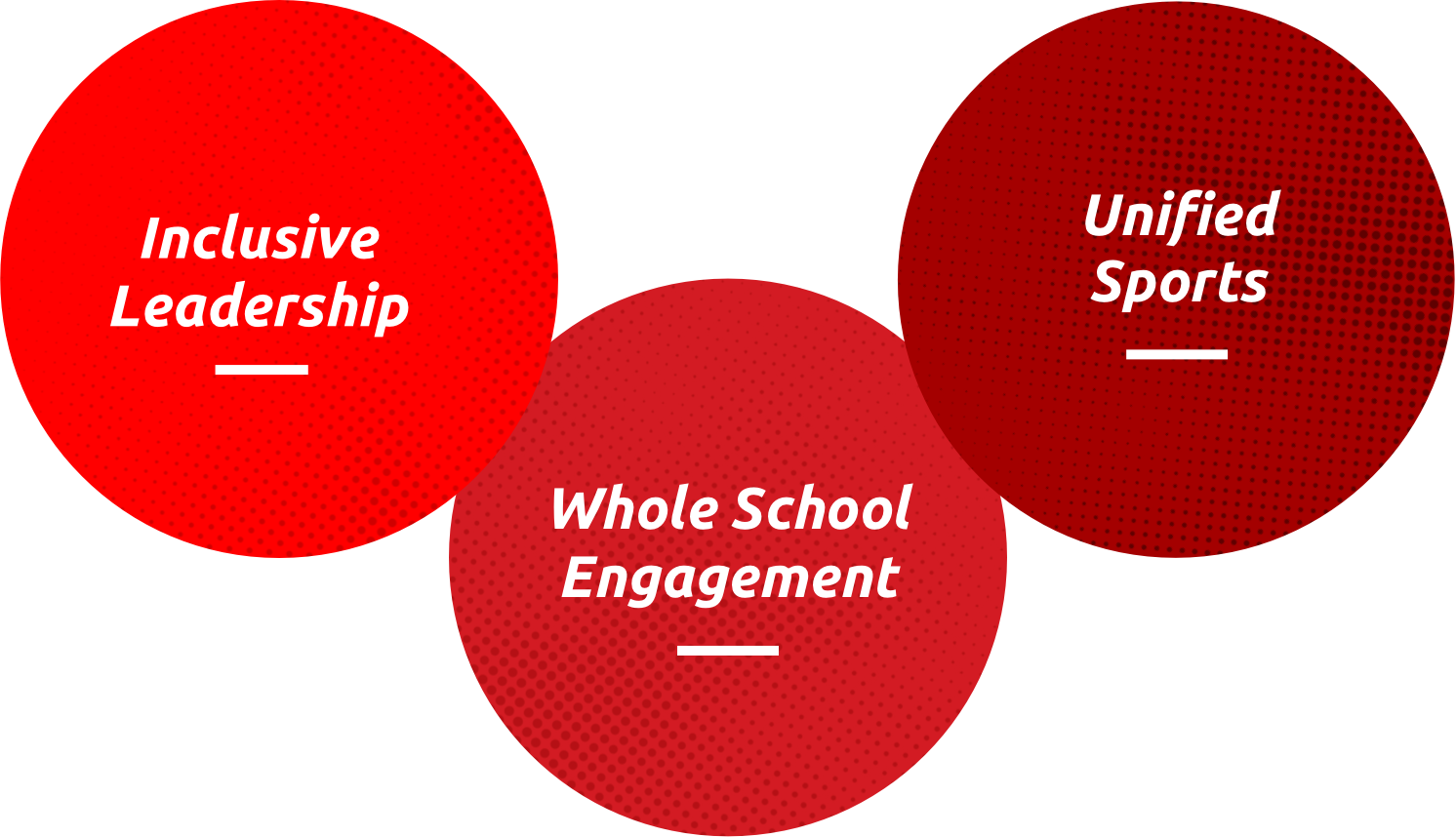 Unified Champion Schools 3 components: Inclusive Leadership, Whole School Engagement, Unified Sports